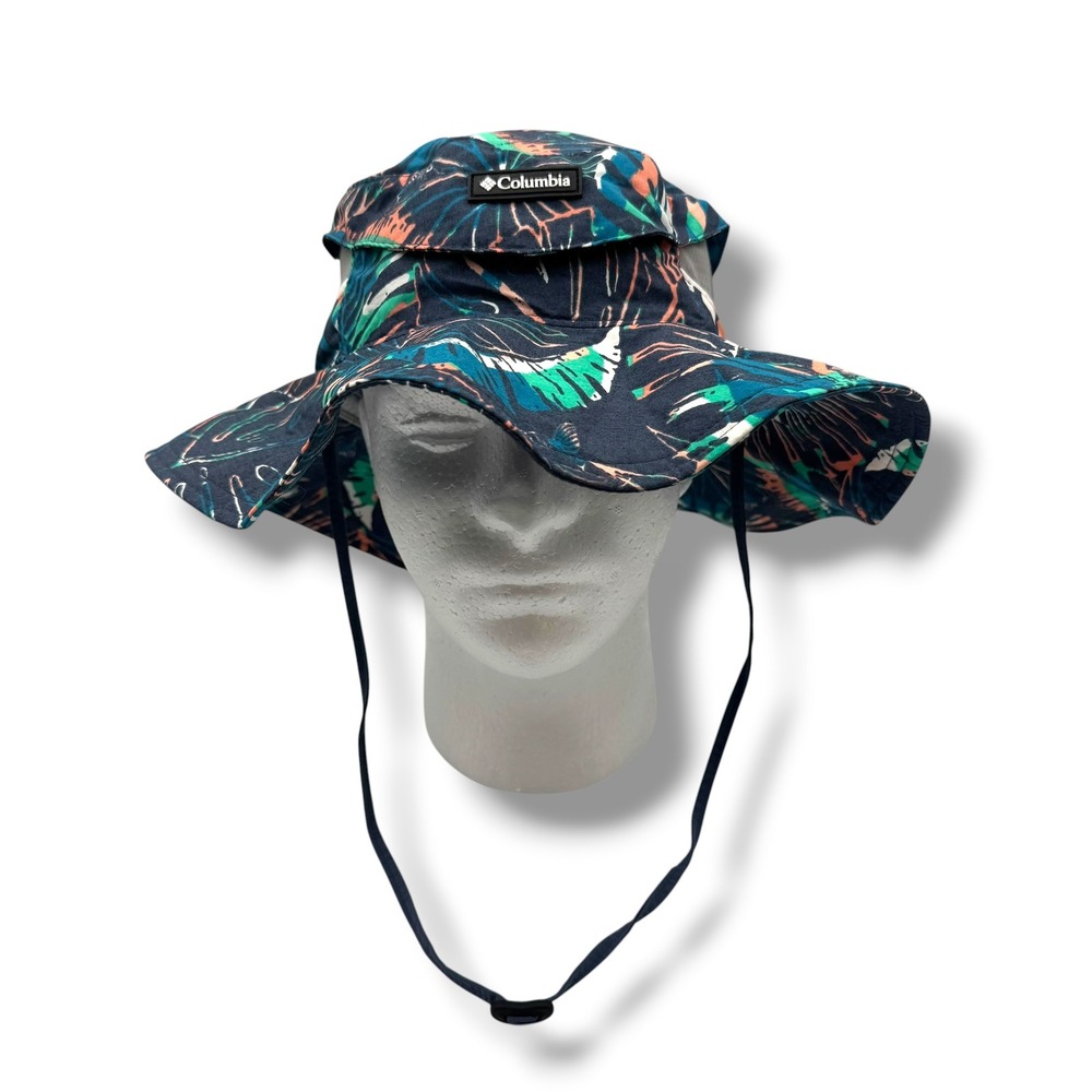Columbia Bora Bora Booney Hat Unisex L/XL Navy Blue Tropical Floral Sun Hat
